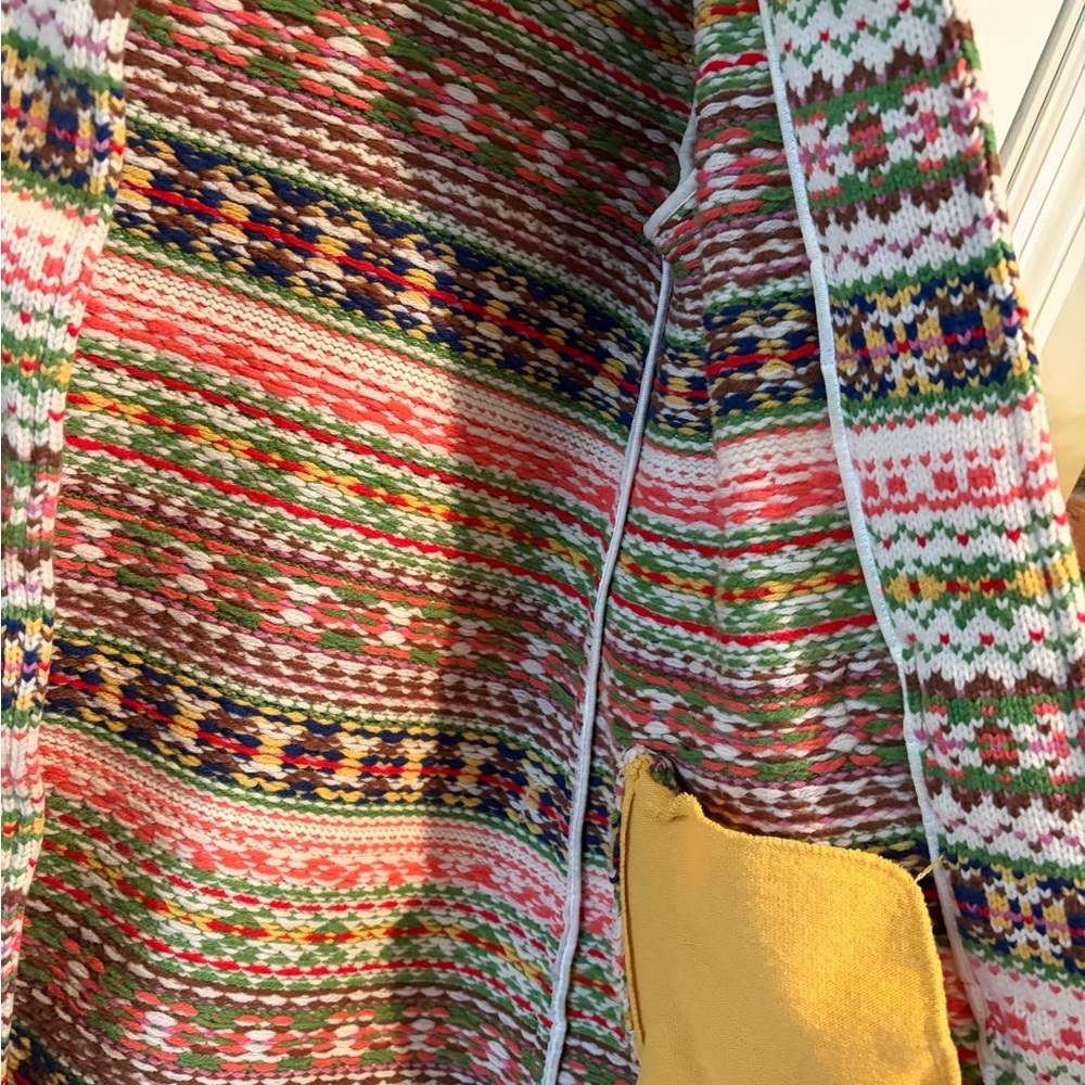 Anthropologie Vintage Sparrow 100% Lambs Wool Fair Isle Coat Women’s Small - Picture 13 of 13